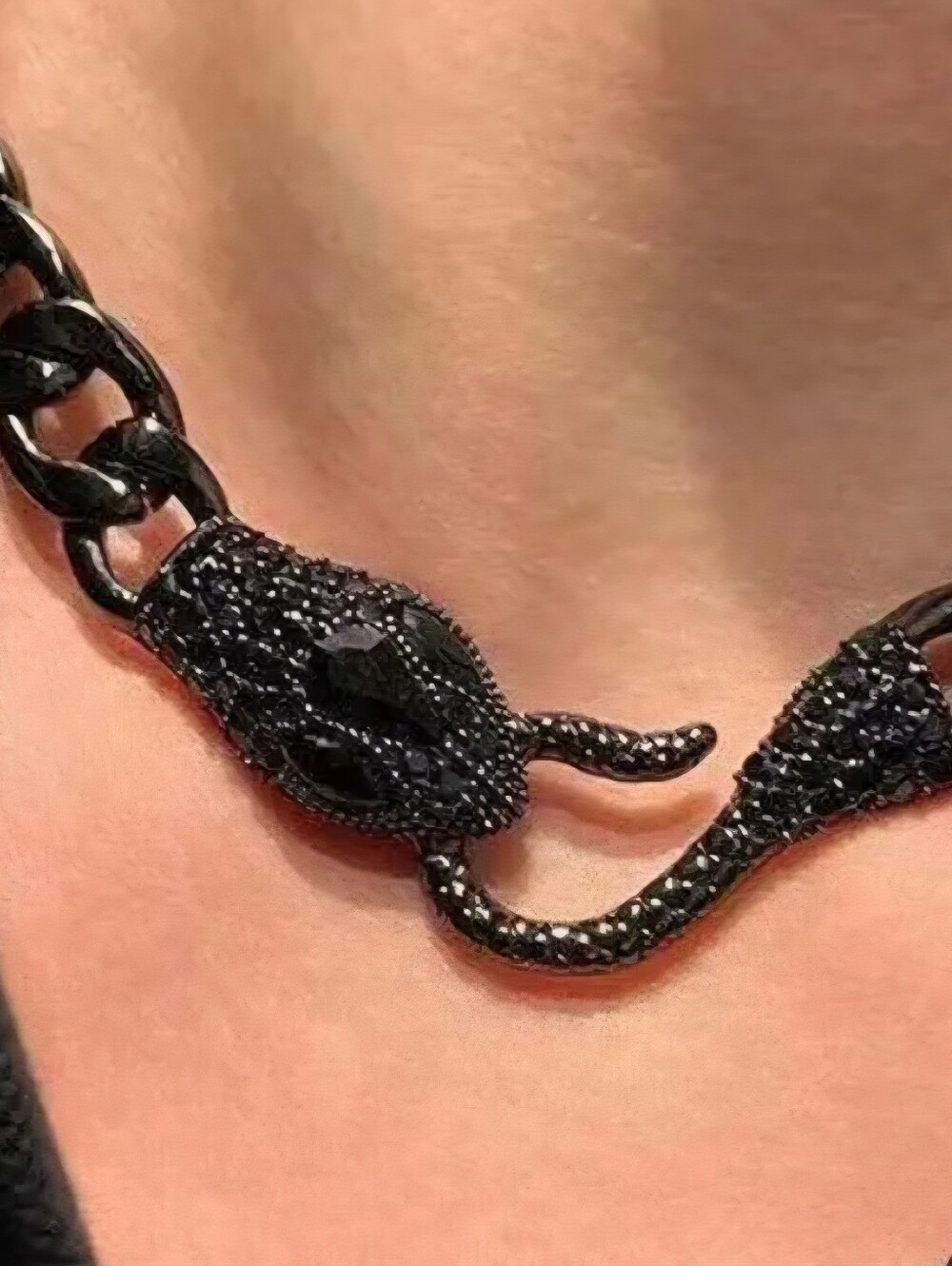 Black Medusa Snake Shaped Pendant Cuban Link  Statement Necklace,
